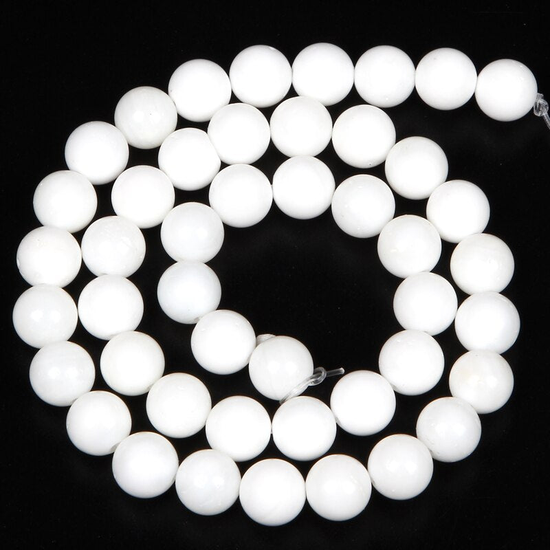 Natural Stone Beads Roasted White Jades Round