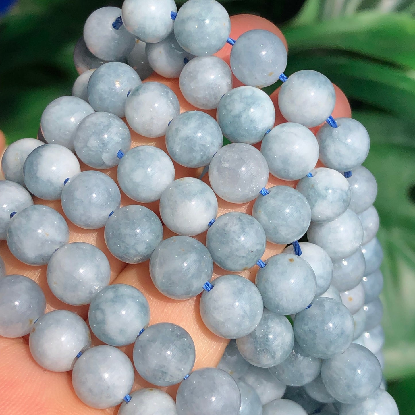 AAA Natural Round Blue Angelite Stone Jades Chalcedony