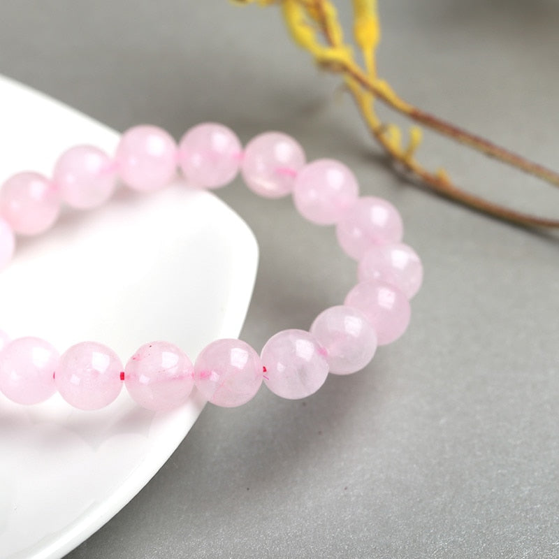 JD Natural Smooth Rose Quartz Women Bracelets