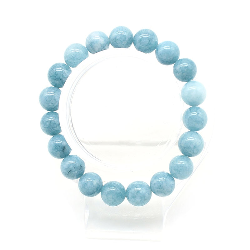 Natural Aquamarin Agat Stone Beads Bracelet