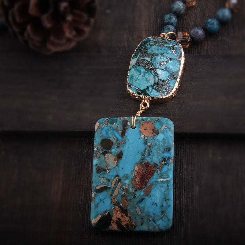 Bohemian Jewelry Natural Stones Crystal Stone Knotted