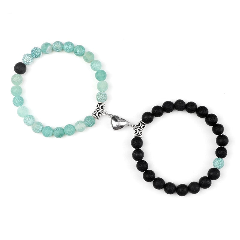 Beads Bracelet For Lovers Natural Stone Distance Heart
