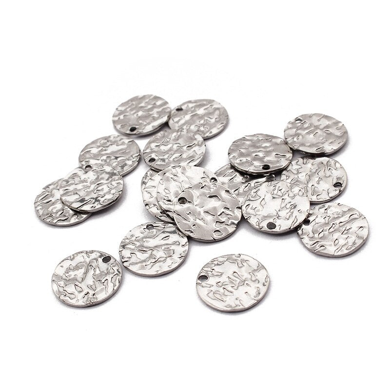 Round Hammered Charms Earrings Pendant For Earrings