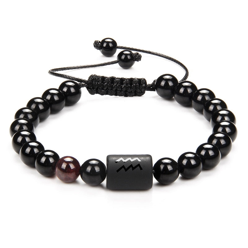 12 Constellation Couple Bracelet Black Stone Bracelets