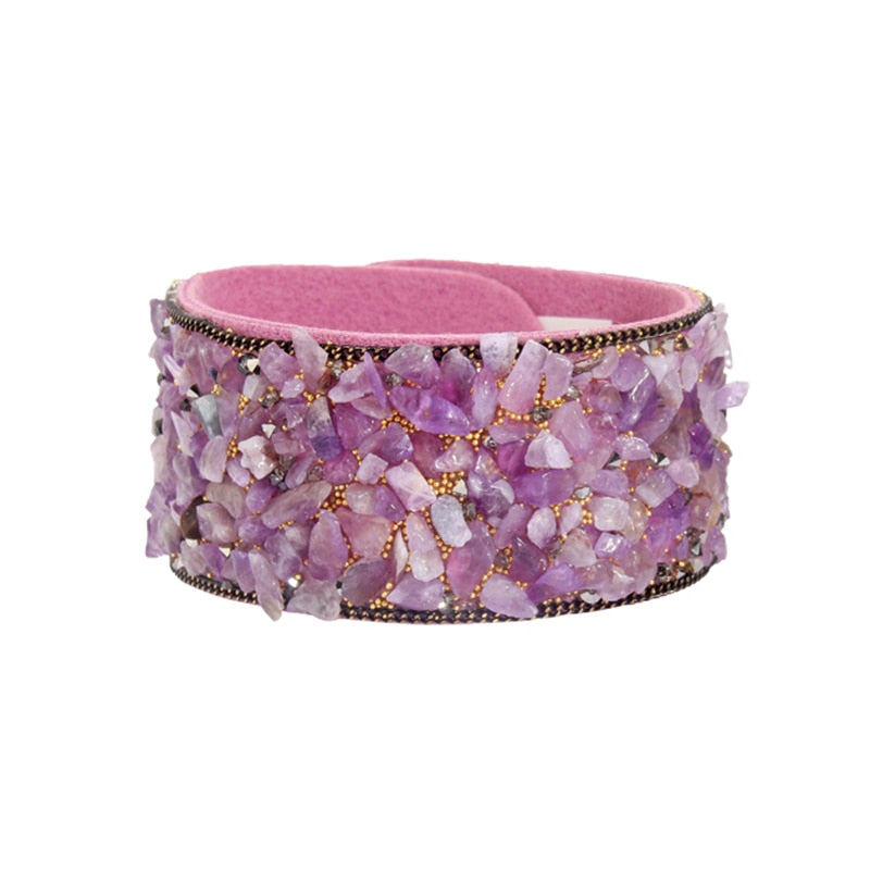 Stone Bracelets For Women Wrap Cuff Slake Leather