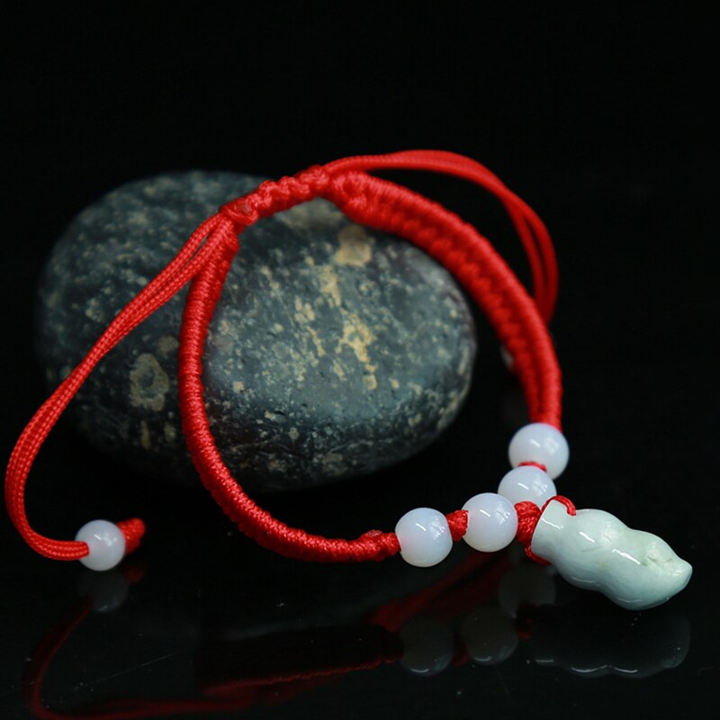 Geometric Natural Jade Red Rope Braid Bracelets