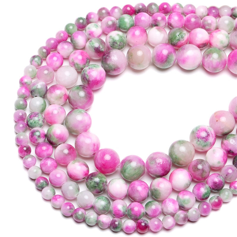 Natural Pink Green Persian Jades Stone Beads