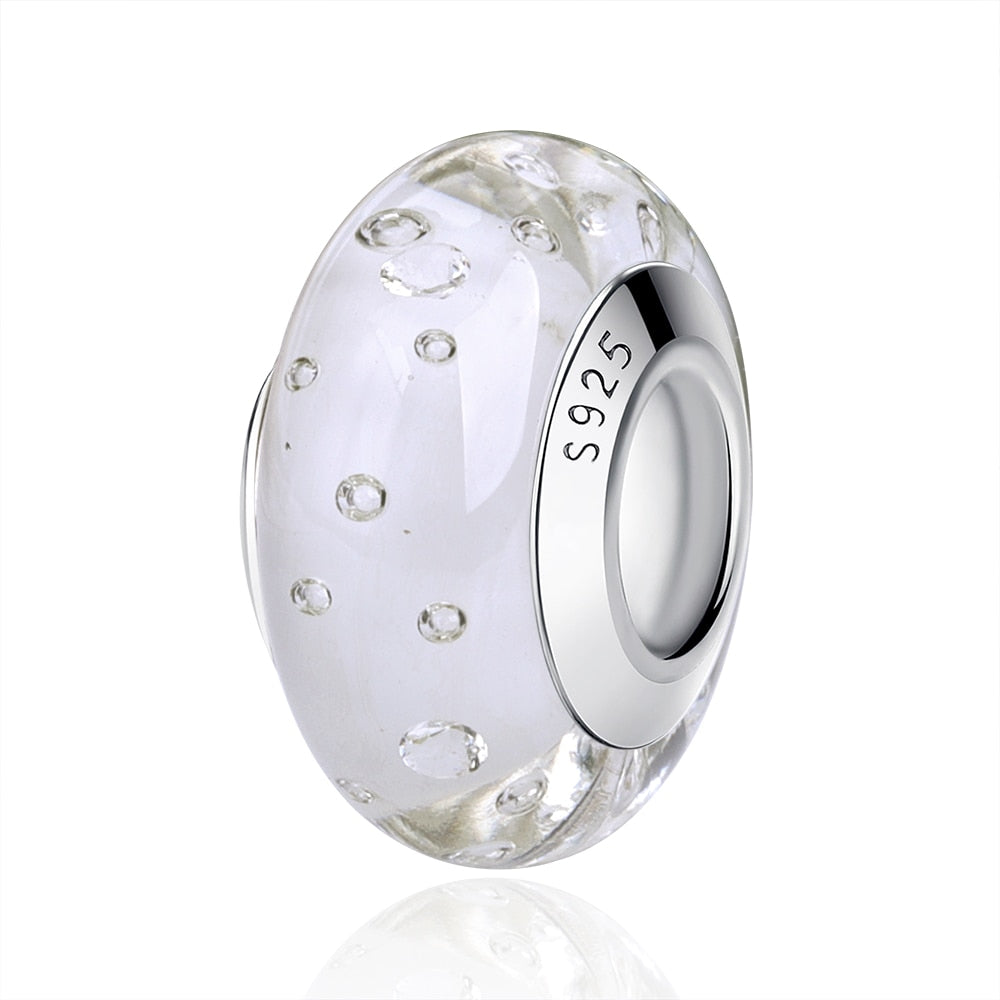 Sterling Silver Glass Bead Wood Stone Murano Flower