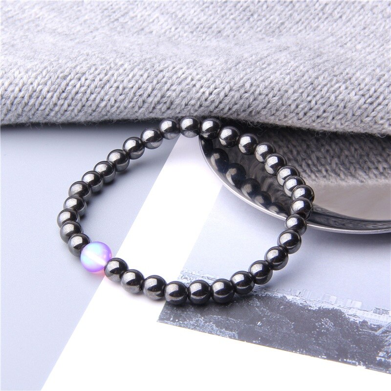 Hematite Bracelets Matte Rainbow Flash Moonstone