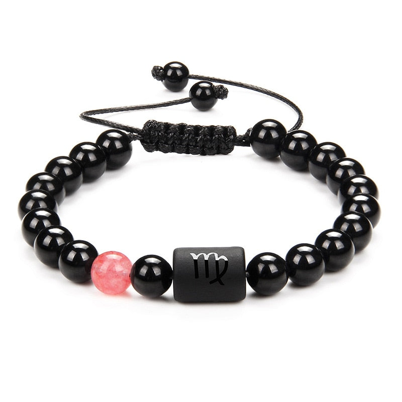12 Constellation Couple Bracelet Black Stone Bracelets