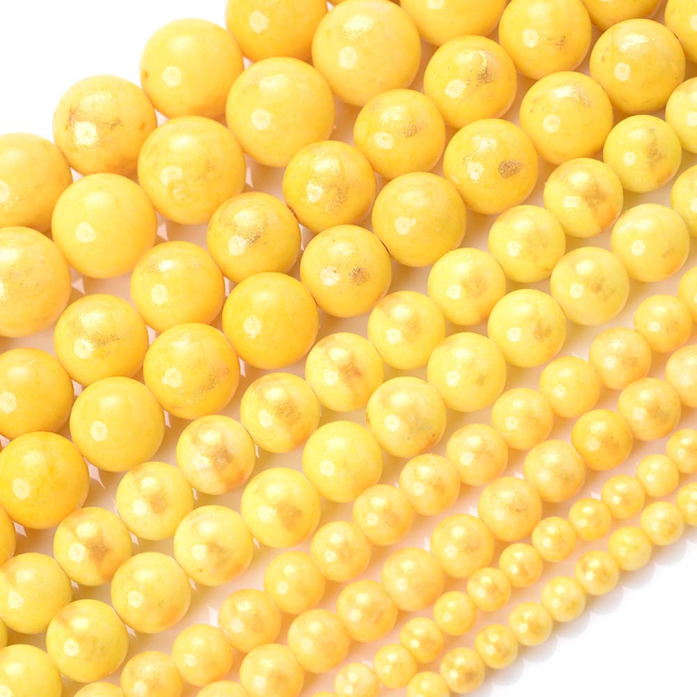 Natural Stone Bead Yellow Golden Jades Round