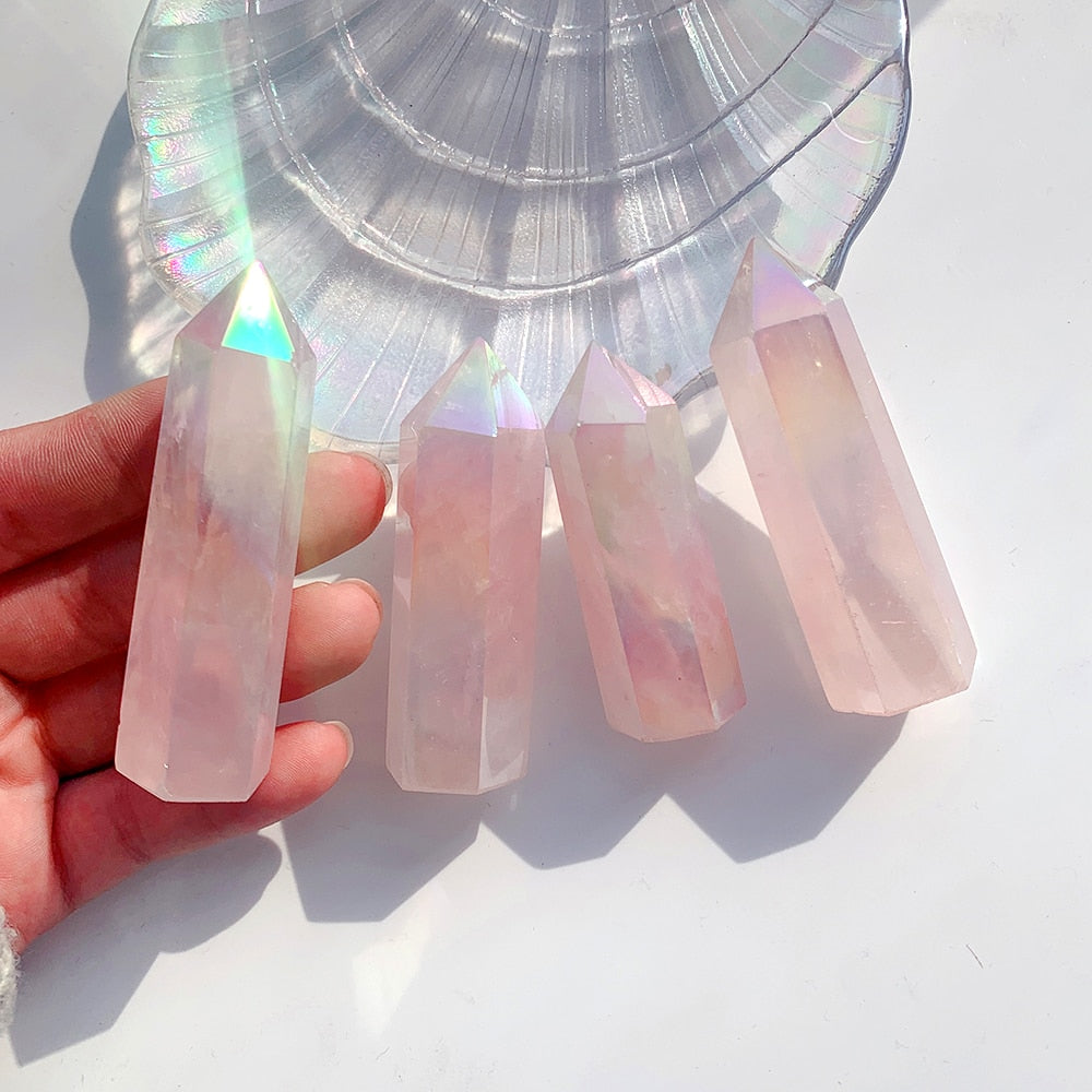 Natural Stones Crystal Point Wand Rose Quartz