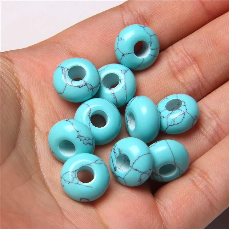 Stone Charms Pendant Spacer Round Big Hole Beads