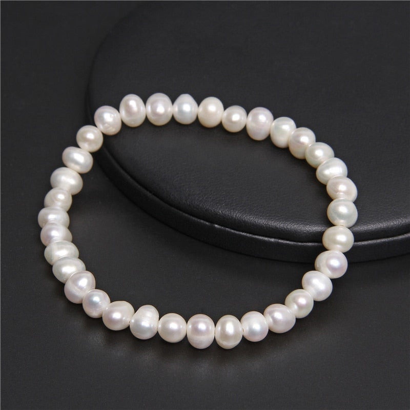 Simple Round White Pearls Beaded Bracelet Jewelry