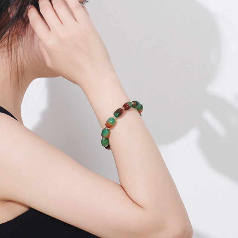 JD Natural Stone Colorful Green Peacock Agates
