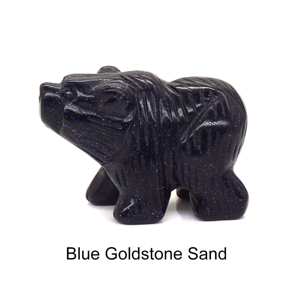 Bear Statue Natural Stone Hand Carved Figure Room