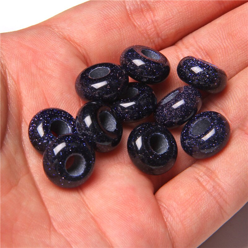 Stone Charms Pendant Spacer Round Big Hole Beads