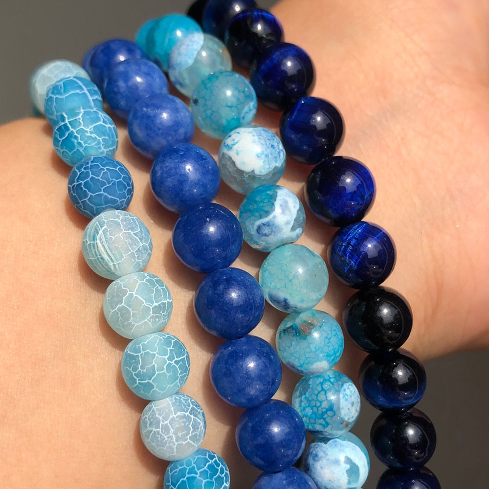 Blue Style Natural Stone Turquoises Agates Jades Lapis