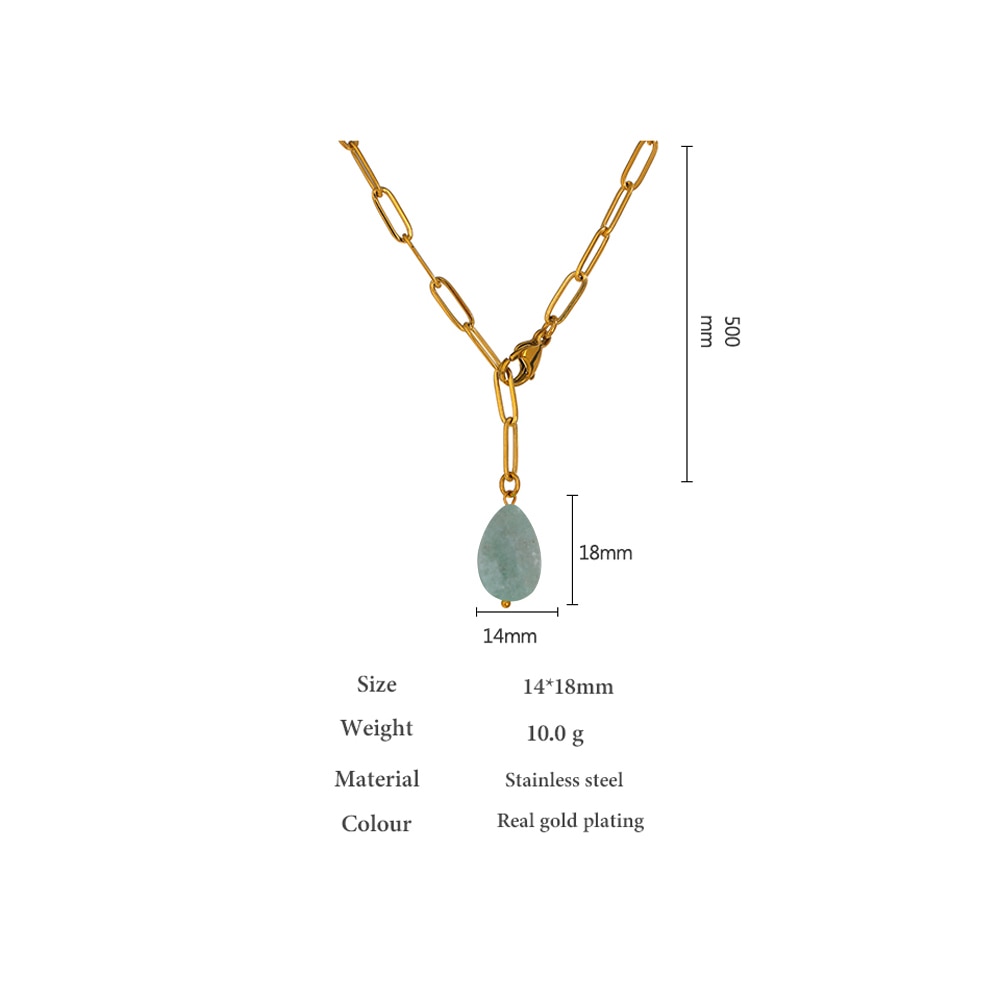 Stone Agate Pendant Necklace Minimalist Metal Chain