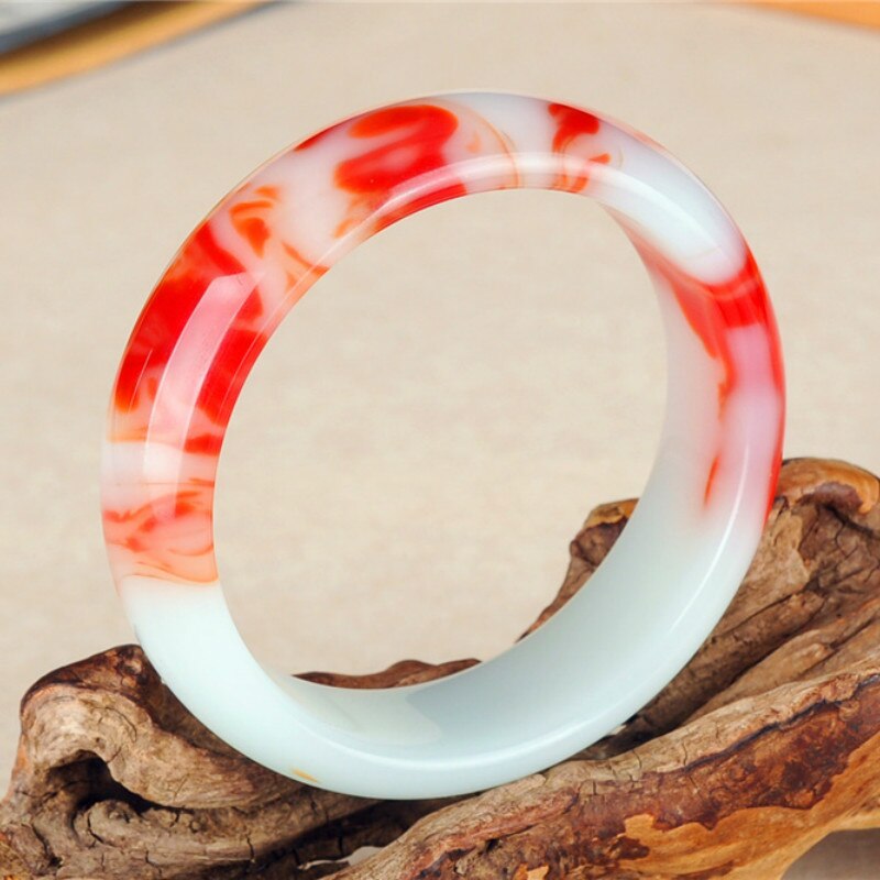 Genuine Natural Color Jade Bangle Red White Bracelet