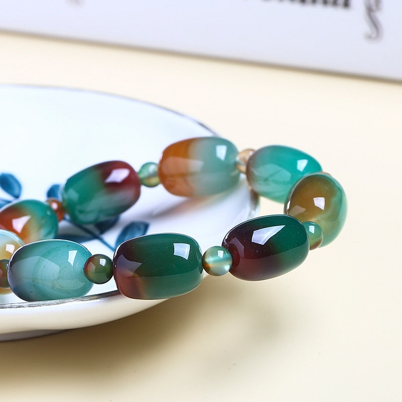 JD Natural Stone Colorful Green Peacock Agates