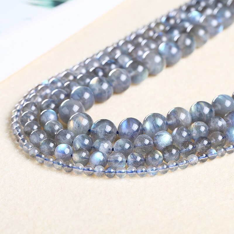 Grey Labradorite Blue Light Round Loose Beads