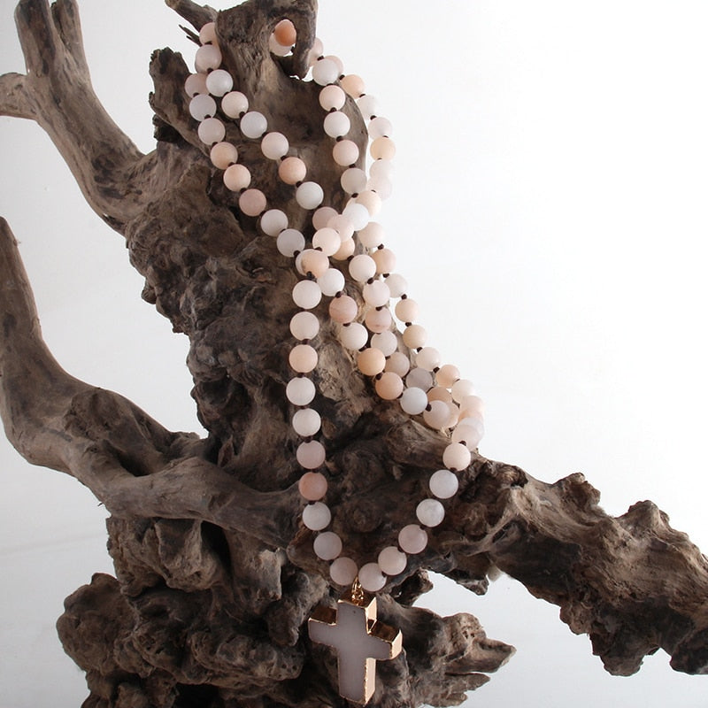 Bohemian Tribal Jewelry 8mm Natural Stones Knotted