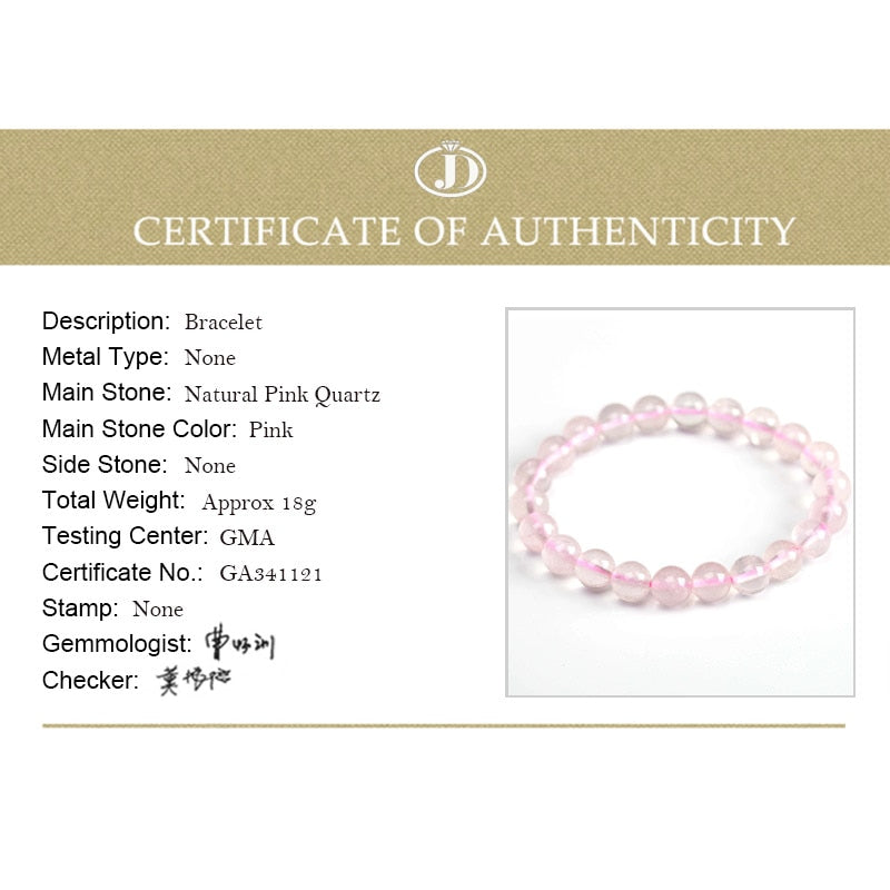 JD Natural Smooth Rose Quartz Women Bracelets