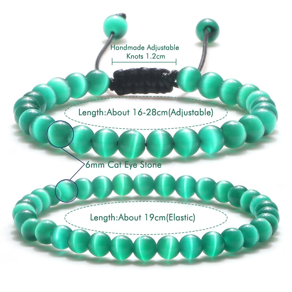 Opal Beads Bracelets Smooth Cat Eye Quartz Chakra