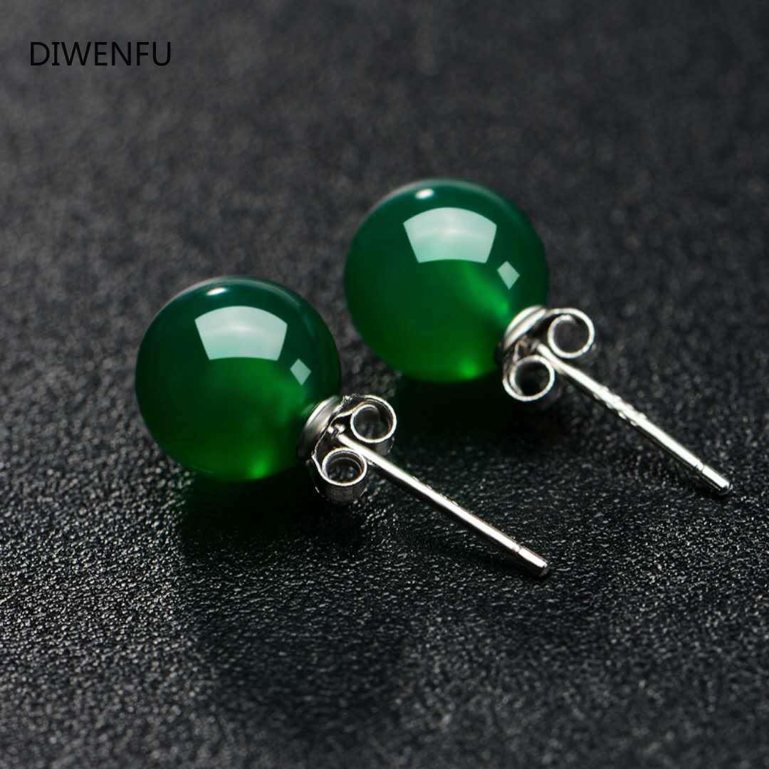 Ball Simple Crown Jade Earrings Fine
