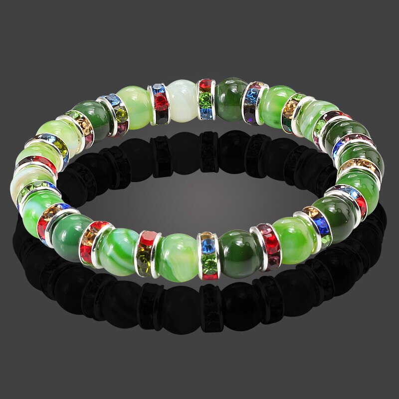 Round Beads Bracelets Bangles Women Crystal