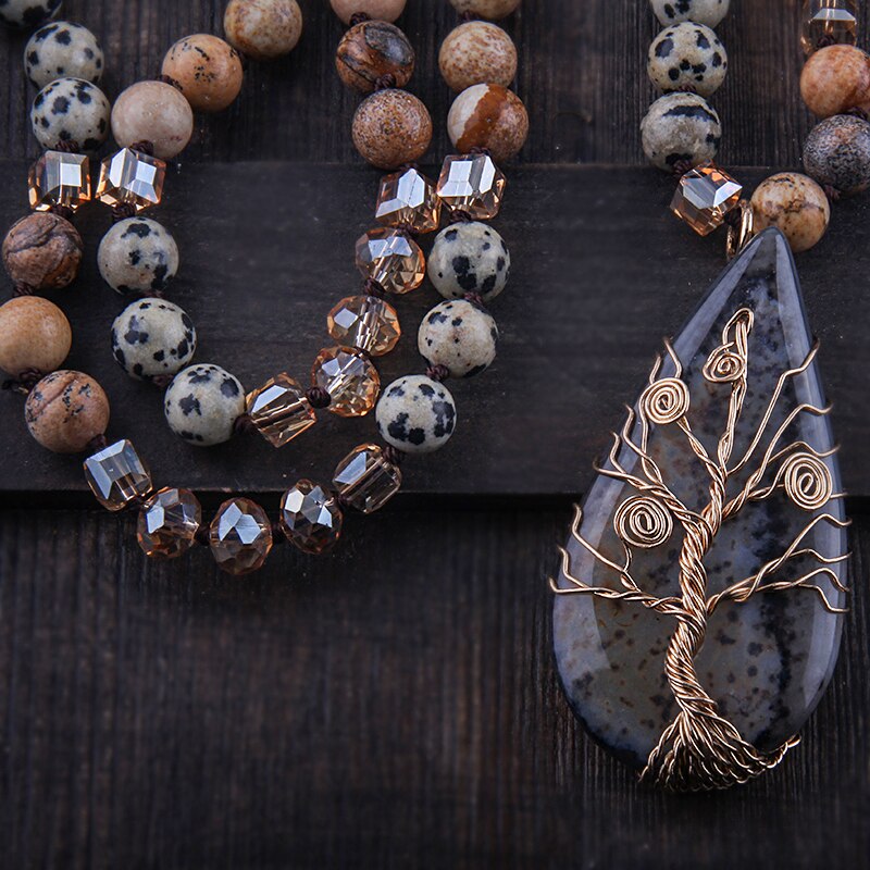 Bohemian Jewelry Natural Stones Glass Crystal Knotted