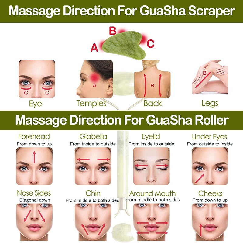 2pieces Face Massager Natural Jade Stone Set