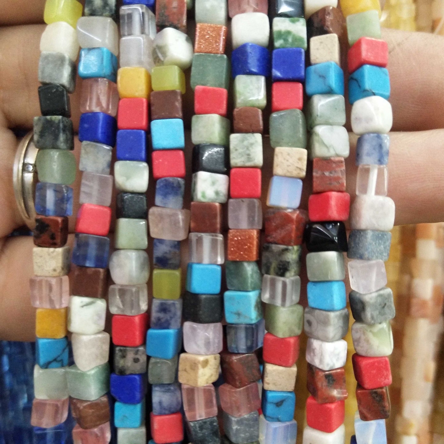 Natural Stone Square Jades Agates Spacer Loose Beads