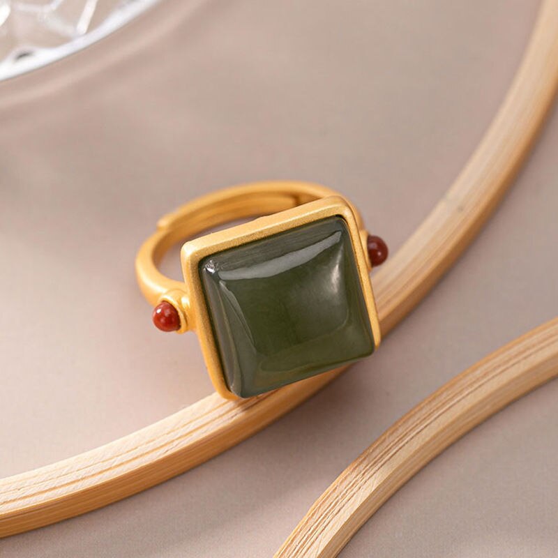 Sapphire Ring Chinese style retro palace geometric