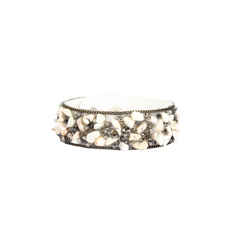 Stone Bracelets For Women Wrap Cuff Slake Leather