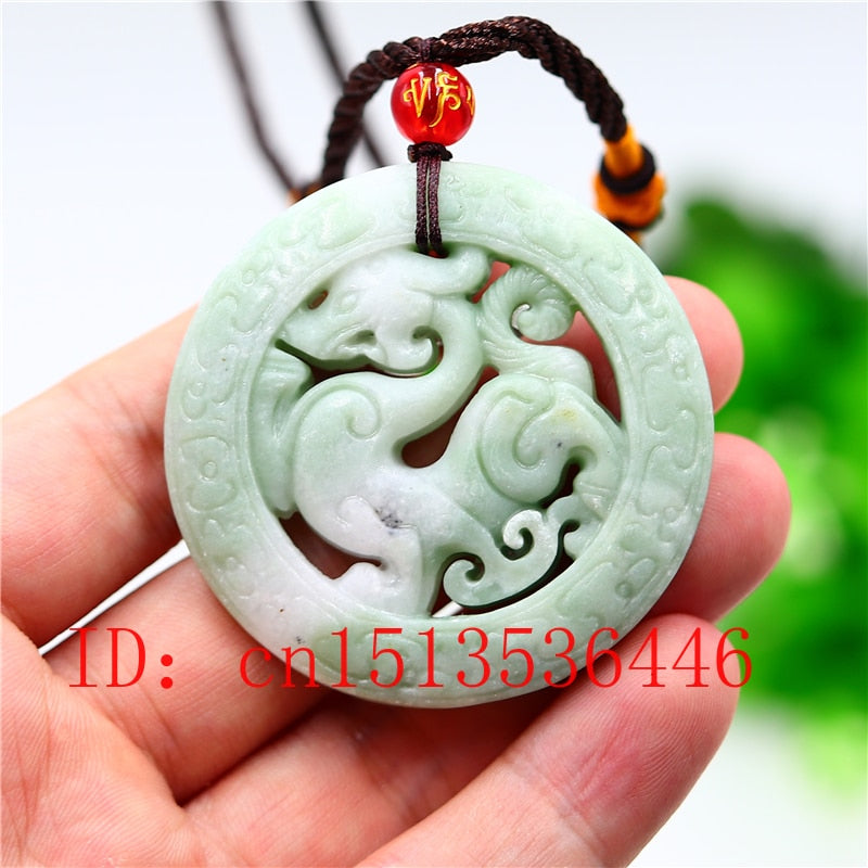 Natural White Jade Dragon Pendant Necklace Jewelry