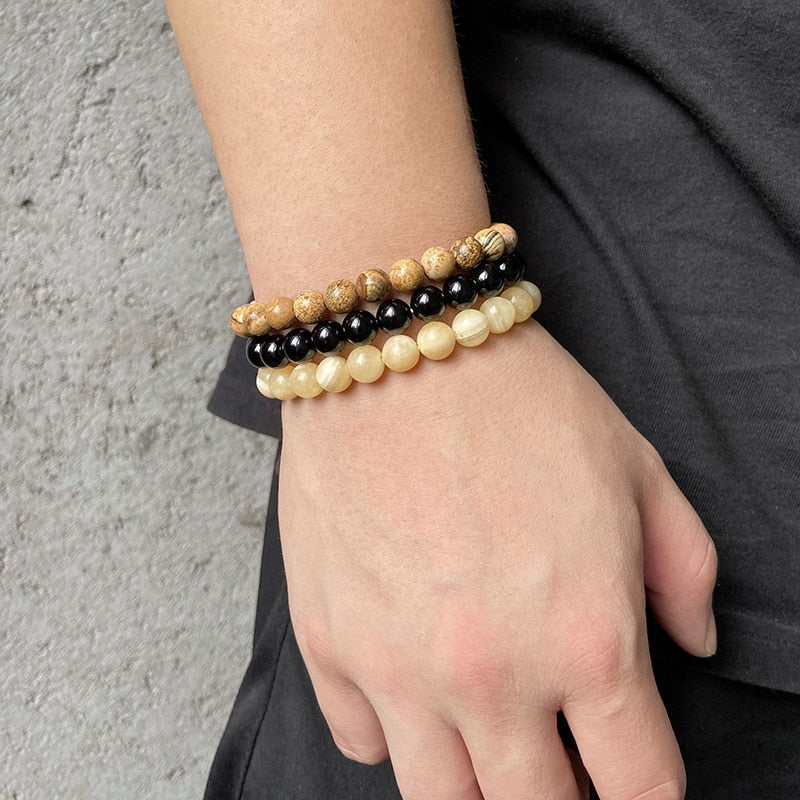 8mm Natural Stone Bracelet Sets Rhodonite