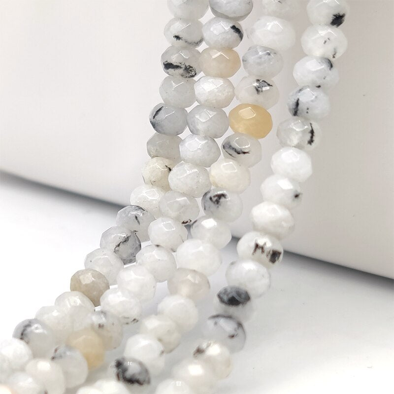 2-4mm Natural Stone Jades Faceted Flat Spacer