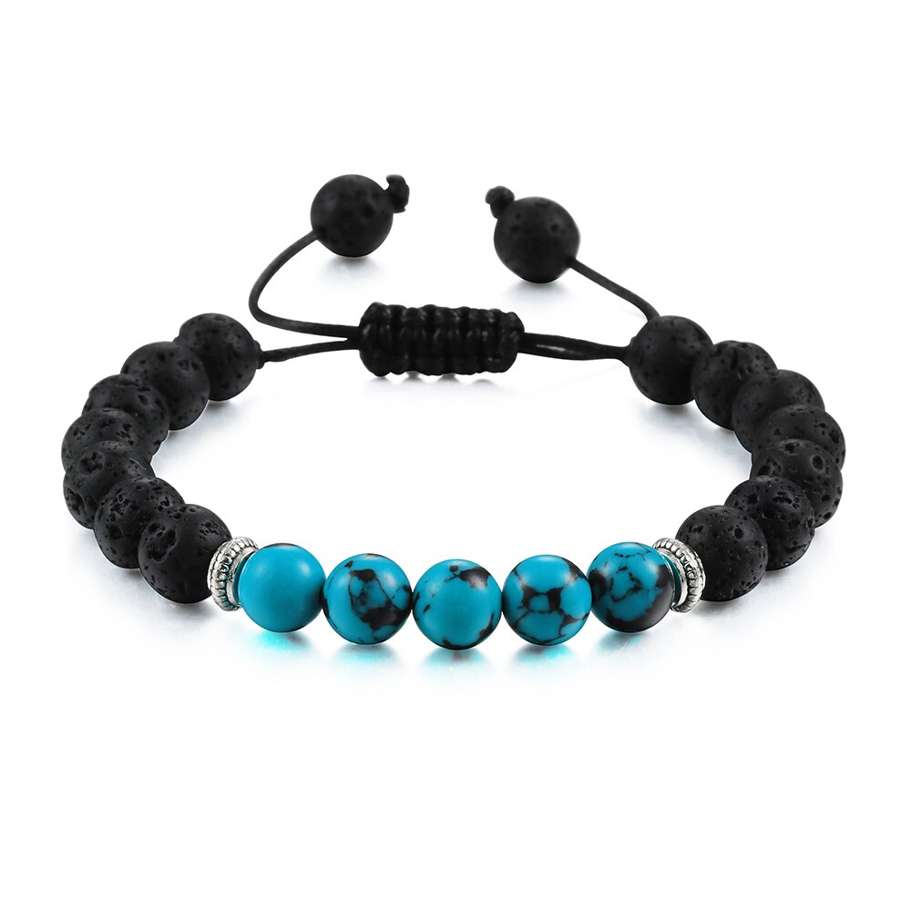 Natural Volcanic Rock Stone Men Bracelets