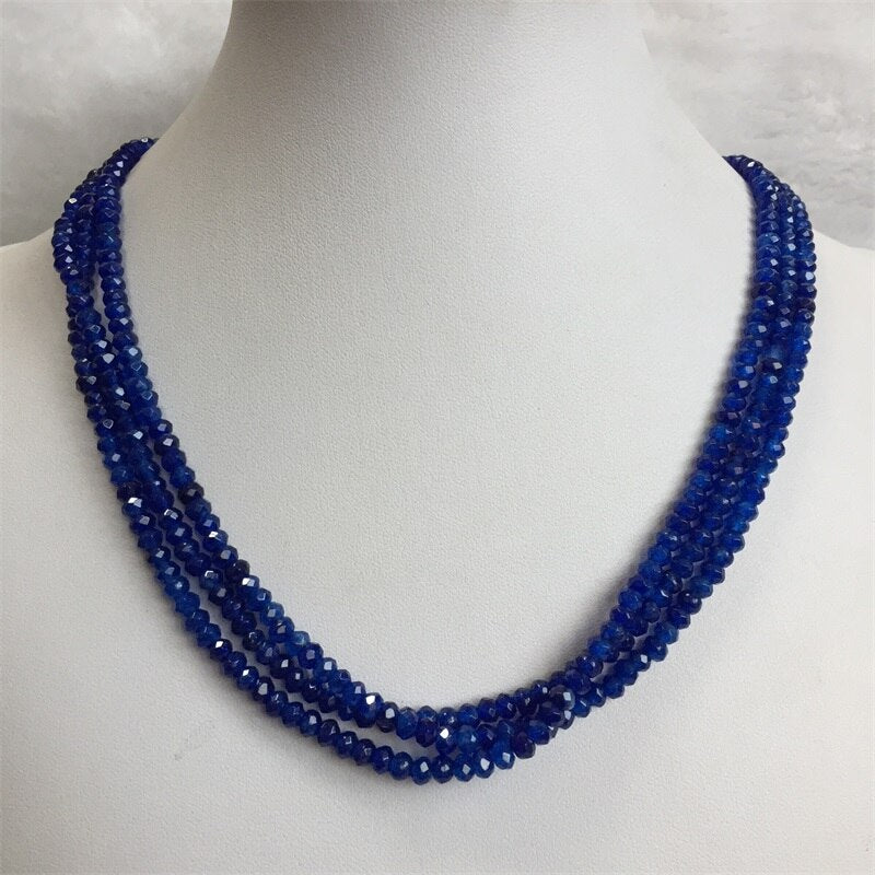 Natural Faceted Jade Stone Bead Choker Collares