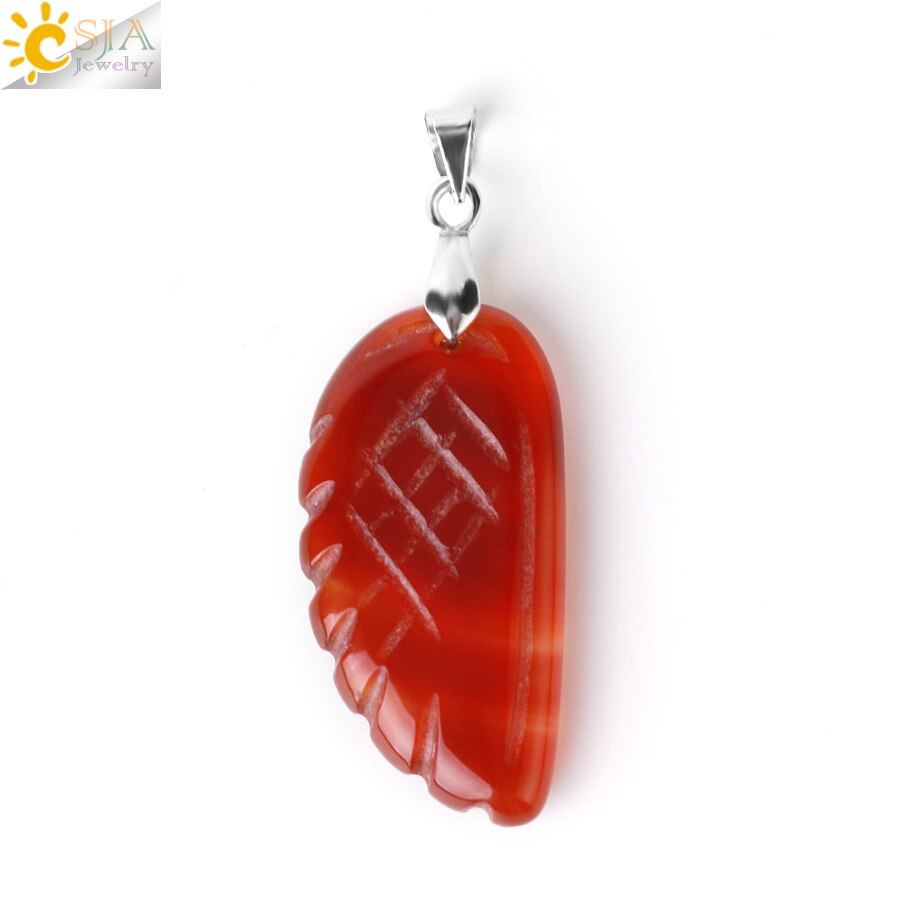 Natural Gem Stone Angel Wing Necklaces & Pendants