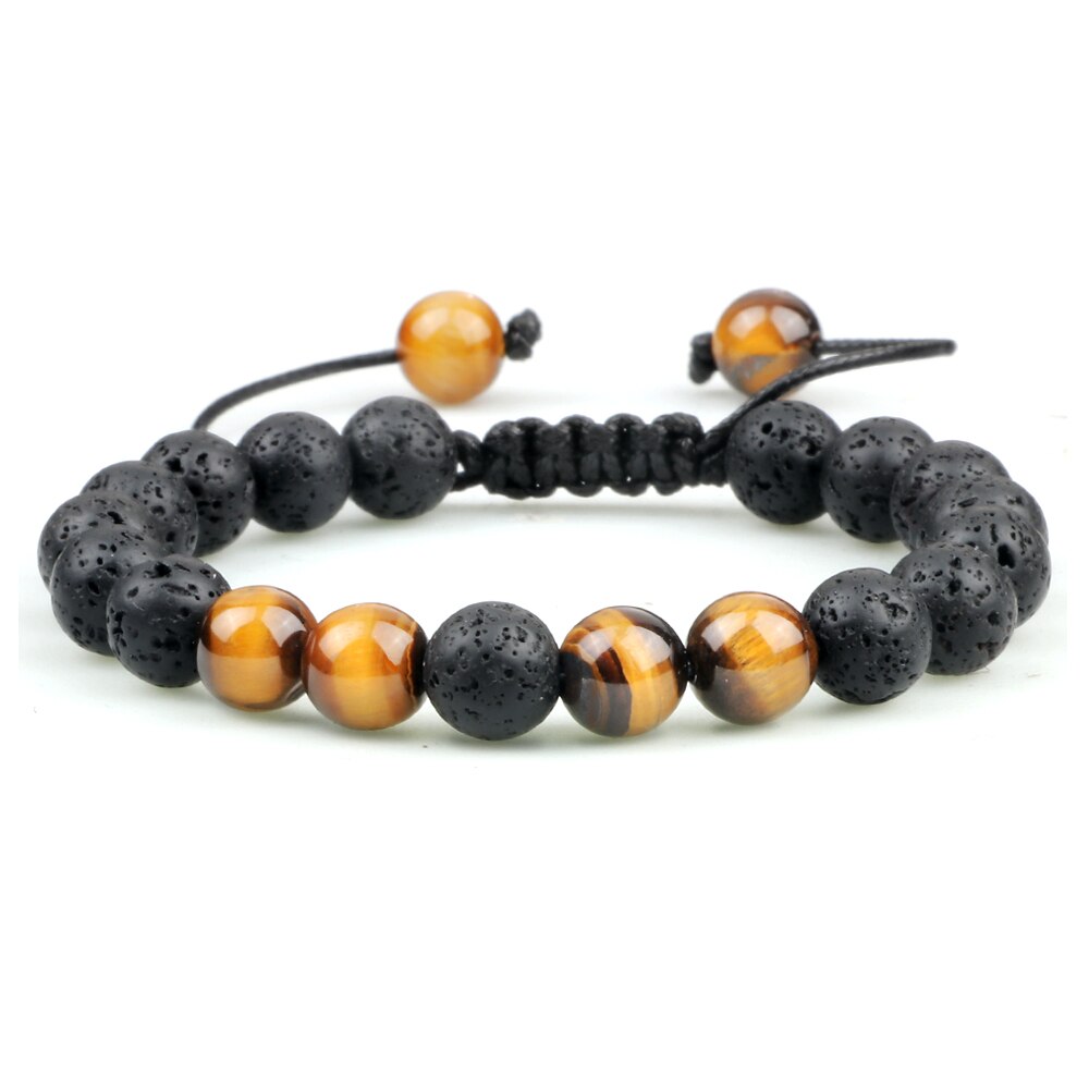 Natural Volcanic Rock Stone Men Bracelets