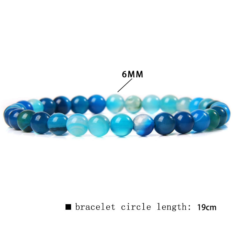 Natural Stone Blue 6MM Beads Bracelets For Women
