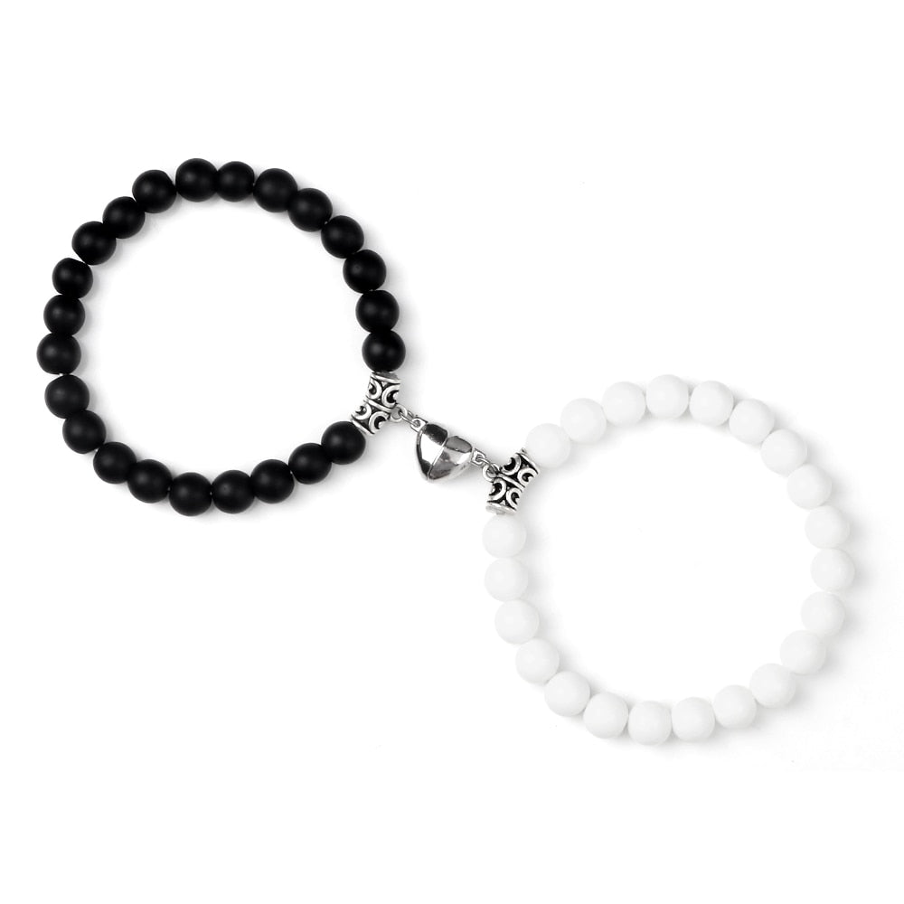 Stone Beads Bracelet for Lovers Heart Magnet Attraction