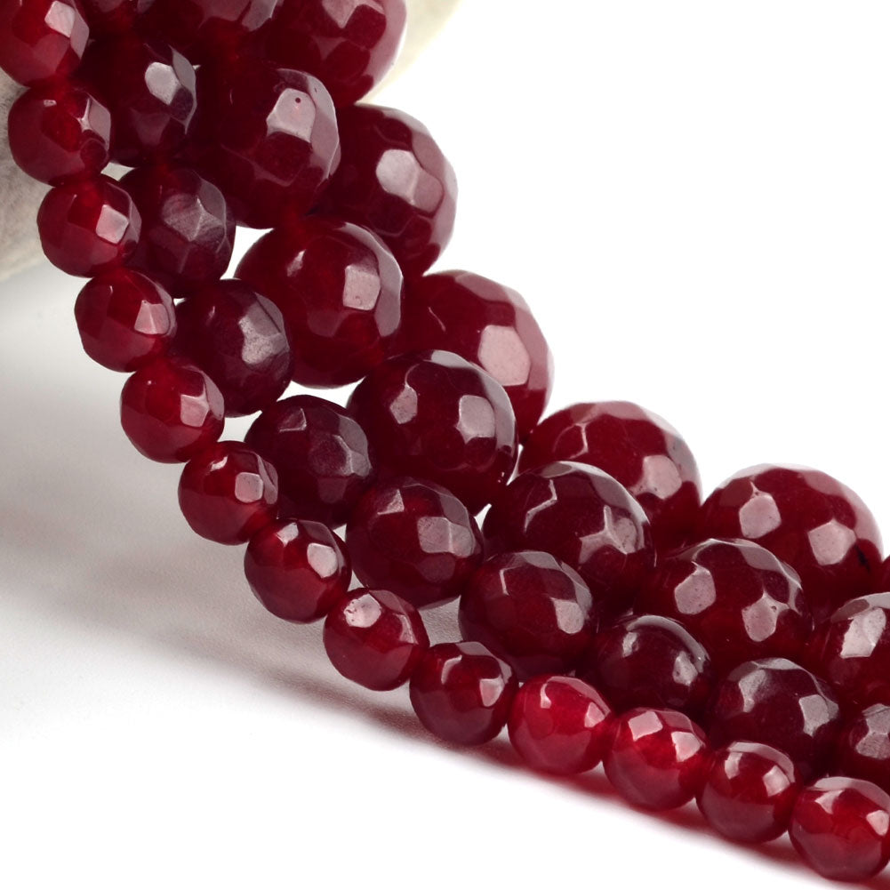 Natural Stone Beads Faceted Rubys Chalcedony Jades