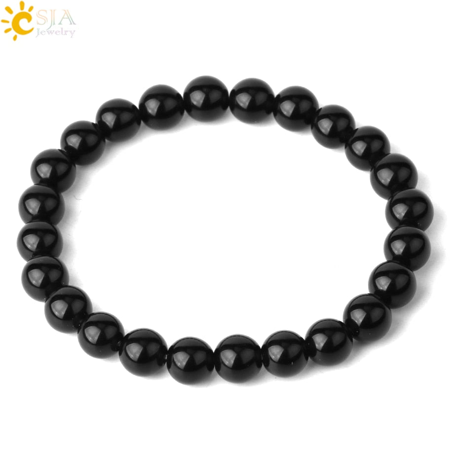 Natural Stones Strand Bracelets Single Color