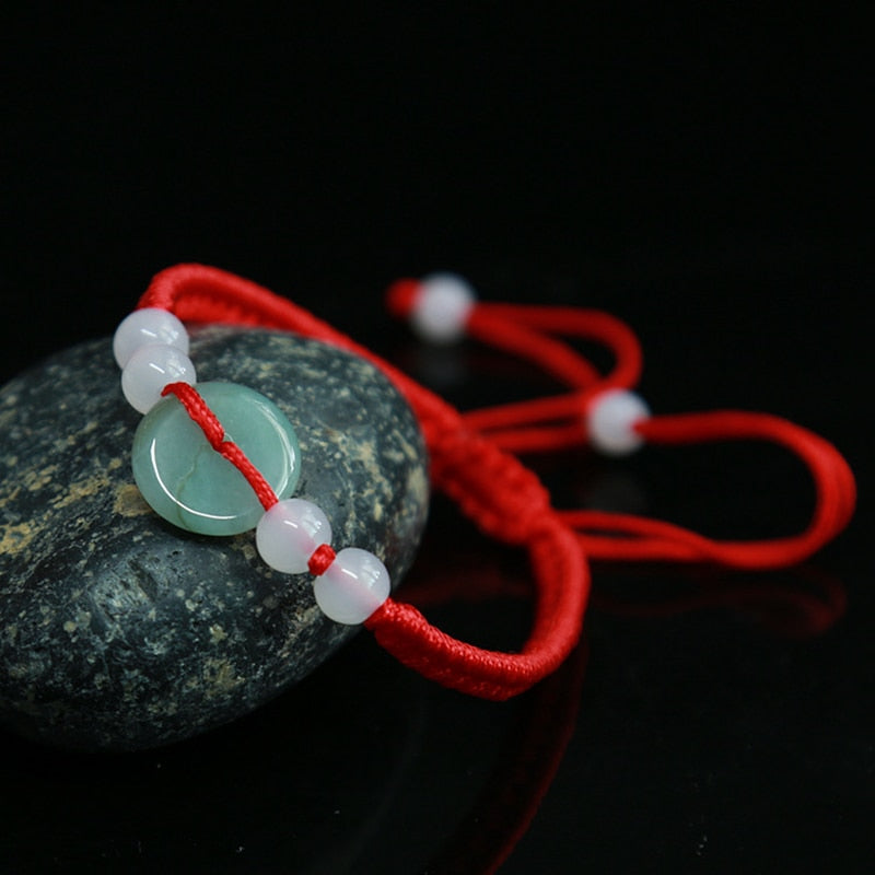 Geometric Natural Jade Red Rope Braid Bracelets