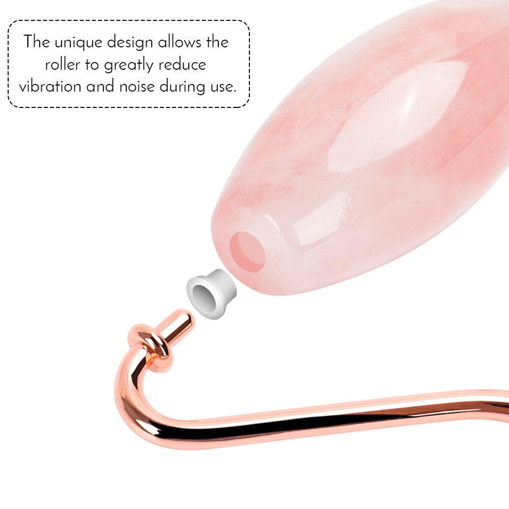 Facial Jade Roller Noiseless Rose Quartz Set Massager