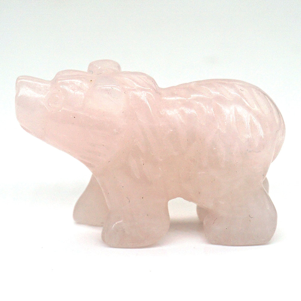 Bear Statue Natural Stone Hand Carved Figure Room
